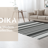 Ultra Soft Area Rug, Non Slip, Stain Resistant, Washable Area Rugs for Living Room, Bedroom, Rustic Minimalist Graphic Pattern(Black)