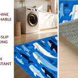 Ultra Soft Area Rug, Non Slip, Stain Resistant, Washable Area Rugs for Living Room, Bedroom, Whimsical Oceanic Themed Decor(Blue)