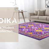 Ultra Soft Area Rug, Non Slip, Stain Resistant, Washable Area Rugs for Living Room, Bedroom, Rustic Lattice Style Aesthetic(Purple)