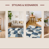Ultra Soft Area Rug, Non Slip, Stain Resistant, Washable Area Rugs for Living Room, Bedroom, Boho Gray Abstract Living Room Washable Rug(Blue)