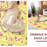 Ultra Soft Area Rug, Non Slip, Stain Resistant, Washable Area Rugs for Living Room, Bedroom, Lively Tropical Bloom Design(Yellow)