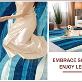 Ultra Soft Area Rug, Non Slip, Stain Resistant, Washable Area Rugs for Living Room, Bedroom, Colorful Coastal Abstract Waves(Blue)
