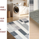 Ultra Soft Area Rug, Non Slip, Stain Resistant, Washable Area Rugs for Living Room, Bedroom, Sleek Neutral Tone Striping(Gray)