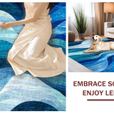Ultra Soft Area Rug, Non Slip, Stain Resistant, Washable Area Rugs for Living Room, Bedroom, Oceanfoam Wave Rug: Modern Blue Water Design for Living Space(Blue)