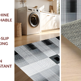 Ultra Soft Area Rug, Non Slip, Stain Resistant, Washable Area Rugs for Living Room, Bedroom, Elegant Grey Square Arrangement(Gray)