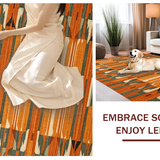 Ultra Soft Area Rug, Non Slip, Stain Resistant, Washable Area Rugs for Living Room, Bedroom, Retro Eclectic Abstract Composition(Orange)
