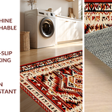 Ultra Soft Area Rug, Non Slip, Stain Resistant, Washable Area Rugs for Living Room, Bedroom, Textured Vintage Southwest Pattern(Red)