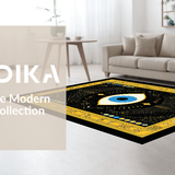 Ultra Soft Area Rug, Non Slip, Stain Resistant, Washable Area Rugs for Living Room, Bedroom, Rustic Symmetrical Eye Arrangement(Black)