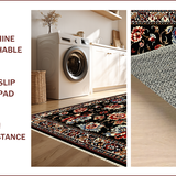 Ultra Soft Area Rug, Non Slip, Stain Resistant, Washable Area Rugs for Living Room, Bedroom, Paisley Floral Thin(Black)