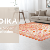Ultra Soft Area Rug, Non Slip, Stain Resistant, Washable Area Rugs for Living Room, Bedroom, Vibrant Floral Tree Motif(White)