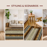 Ultra Soft Area Rug, Non Slip, Stain Resistant, Washable Area Rugs for Living Room, Bedroom, Earthy Tones Contemporary Motif(Brown)