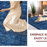 Ultra Soft Area Rug, Non Slip, Stain Resistant, Washable Area Rugs for Living Room, Bedroom, Elegant Scallop Carpet(Blue)