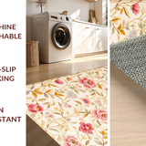 Ultra Soft Area Rug, Non Slip, Stain Resistant, Washable Area Rugs for Living Room, Bedroom, Elegant Soft Floral Elegance(Beige)