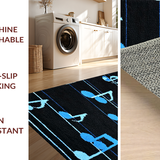 Ultra Soft Area Rug, Non Slip, Stain Resistant, Washable Area Rugs for Living Room, Bedroom, Eclectic Artistic Note Arrangement(Black)