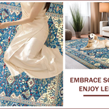Ultra Soft Area Rug, Non Slip, Stain Resistant, Washable Area Rugs for Living Room, Bedroom, Serene Light Blue Ethnic Patterns(Blue)