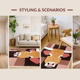 Ultra Soft Area Rug, Non Slip, Stain Resistant, Washable Area Rugs for Living Room, Bedroom, Charming Earthy Tones Animal Print(Brown)