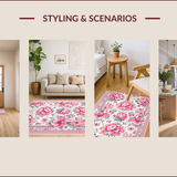 Ultra Soft Area Rug, Non Slip, Stain Resistant, Washable Area Rugs for Living Room, Bedroom, Vintage Faux Wool(Pink)