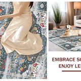 Ultra Soft Area Rug, Non Slip, Stain Resistant, Washable Area Rugs for Living Room, Bedroom, Cozy Earthy Floral Design(Gray)