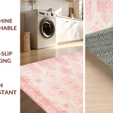 Ultra Soft Area Rug, Non Slip, Stain Resistant, Washable Area Rugs for Living Room, Bedroom, Chic Vintage Floral Elegance(Pink)