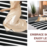 Ultra Soft Area Rug, Non Slip, Stain Resistant, Washable Area Rugs for Living Room, Bedroom, Modern Monochrome Linear Rug Washable Reversible Contemporary Decor(Black)