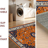 Ultra Soft Area Rug, Non Slip, Stain Resistant, Washable Area Rugs for Living Room, Bedroom, Elegant Floral Trellis Aesthetic(Orange)