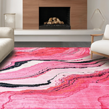 Ultra Soft Area Rug, Non Slip, Stain Resistant, Washable Area Rugs for Living Room, Bedroom, Luxurious Abstract Expressionist Motif(Pink)