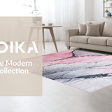 Ultra Soft Area Rug, Non Slip, Stain Resistant, Washable Area Rugs for Living Room, Bedroom, Chic Gray and Pink Geometric Aesthetic(Pink)