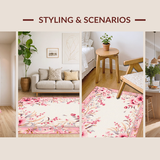 Ultra Soft Area Rug, Non Slip, Stain Resistant, Washable Area Rugs for Living Room, Bedroom, Contemporary Soft Colorful Petals(Pink)