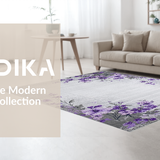 Ultra Soft Area Rug, Non Slip, Stain Resistant, Washable Area Rugs for Living Room, Bedroom, Contemporary Soft Petal Motif(Gray)
