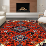 Ultra Soft Area Rug, Non Slip, Stain Resistant, Washable Area Rugs for Living Room, Bedroom, Artistic Distressed Geometric Fusion(Red)