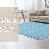 Ultra Soft Area Rug, Non Slip, Stain Resistant, Washable Area Rugs for Living Room, Bedroom, Elegant Neutral Stripe Fusion(Blue)