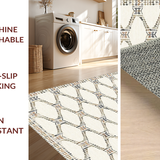 Ultra Soft Area Rug, Non Slip, Stain Resistant, Washable Area Rugs for Living Room, Bedroom, Artful Geometric Soft Ivory Shades(Beige)