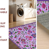 Ultra Soft Area Rug, Non Slip, Stain Resistant, Washable Area Rugs for Living Room, Bedroom, Elegant Shag Floral Motif(Purple)