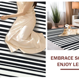 Ultra Soft Area Rug, Non Slip, Stain Resistant, Washable Area Rugs for Living Room, Bedroom, Absorbent Black and White Stripe Rug for Patios(Black)