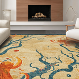 Ultra Soft Area Rug, Non Slip, Stain Resistant, Washable Area Rugs for Living Room, Bedroom, Boho Octopus Rug:  Playful Tentacle Pattern Area Rug(Beige)