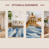 Ultra Soft Area Rug, Non Slip, Stain Resistant, Washable Area Rugs for Living Room, Bedroom, Chic Minimalist Abstract Aesthetic(Blue)