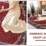 Ultra Soft Area Rug, Non Slip, Stain Resistant, Washable Area Rugs for Living Room, Bedroom, Elegant Red and Blue Medallion(Red)