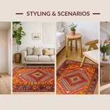 Ultra Soft Area Rug, Non Slip, Stain Resistant, Washable Area Rugs for Living Room, Bedroom, Rustic Colorful Chindi Weave(Red)