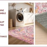 Ultra Soft Area Rug, Non Slip, Stain Resistant, Washable Area Rugs for Living Room, Bedroom, Adorable Pastel Garden Design(Pink)