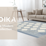 Ultra Soft Area Rug, Non Slip, Stain Resistant, Washable Area Rugs for Living Room, Bedroom, Whimsical Curved Linear Theme(Blue)