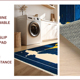 Ultra Soft Area Rug, Non Slip, Stain Resistant, Washable Area Rugs for Living Room, Bedroom, Chic Earth Design Playroom Non-Slip Rug(Blue)