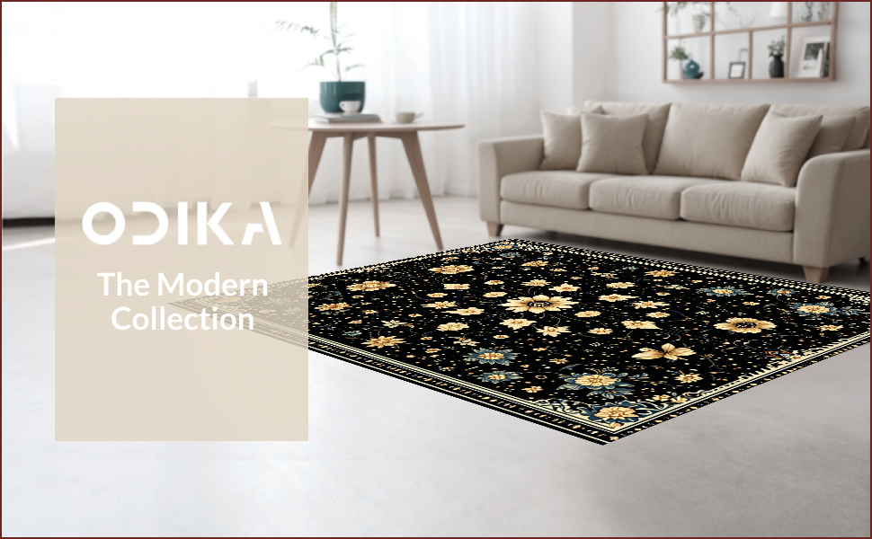 Ultra Soft Area Rug, Non Slip, Stain Resistant, Washable Area Rugs for Living Room, Bedroom, Vintage Celestial Moth(Black) - ODIKA