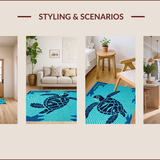 Ultra Soft Area Rug, Non Slip, Stain Resistant, Washable Area Rugs for Living Room, Bedroom, Charming Marine Animal Aesthetic(Blue)