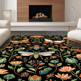 Ultra Soft Area Rug, Non Slip, Stain Resistant, Washable Area Rugs for Living Room, Bedroom, Bold Graphic Insect Illustrations(Black)