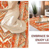 Ultra Soft Area Rug, Non Slip, Stain Resistant, Washable Area Rugs for Living Room, Bedroom, Elegant Vintage Tribal Patterns(Orange)