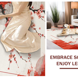 Ultra Soft Area Rug, Non Slip, Stain Resistant, Washable Area Rugs for Living Room, Bedroom, Contemporary Red Blossom Print(Red)