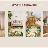 Ultra Soft Area Rug, Non Slip, Stain Resistant, Washable Area Rugs for Living Room, Bedroom, Tropical Flora Artistic Arrangement(Beige)