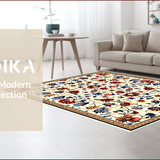 Ultra Soft Area Rug, Non Slip, Stain Resistant, Washable Area Rugs for Living Room, Bedroom, Folk Art Floral Living Room Vintage Area Rug(White)