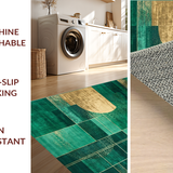 Ultra Soft Area Rug, Non Slip, Stain Resistant, Washable Area Rugs for Living Room, Bedroom, Stylish Layered Textured Elements(Green)