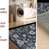 Ultra Soft Area Rug, Non Slip, Stain Resistant, Washable Area Rugs for Living Room, Bedroom, Contemporary Graphic Leaf Design(Gray)